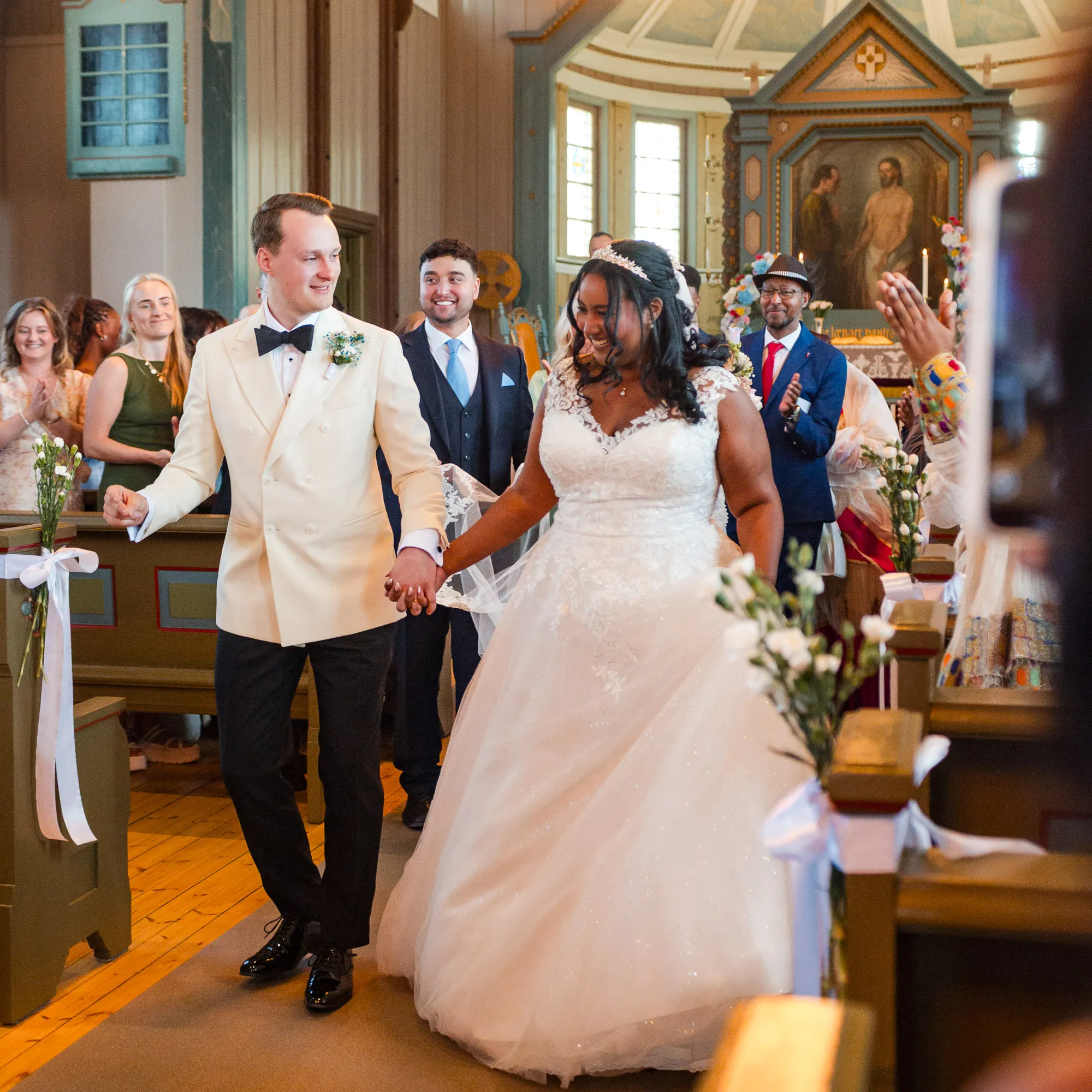 Joyful church exit