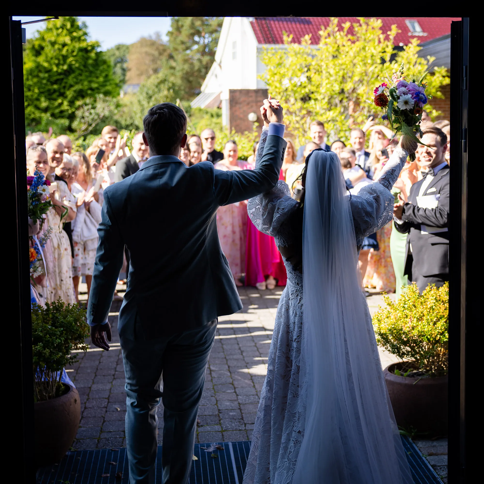 Joyful church exit